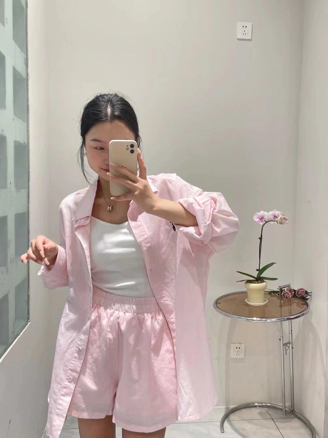 Korean Lifestyle - Kemeja Lengan Panjang Merah Muda Manis