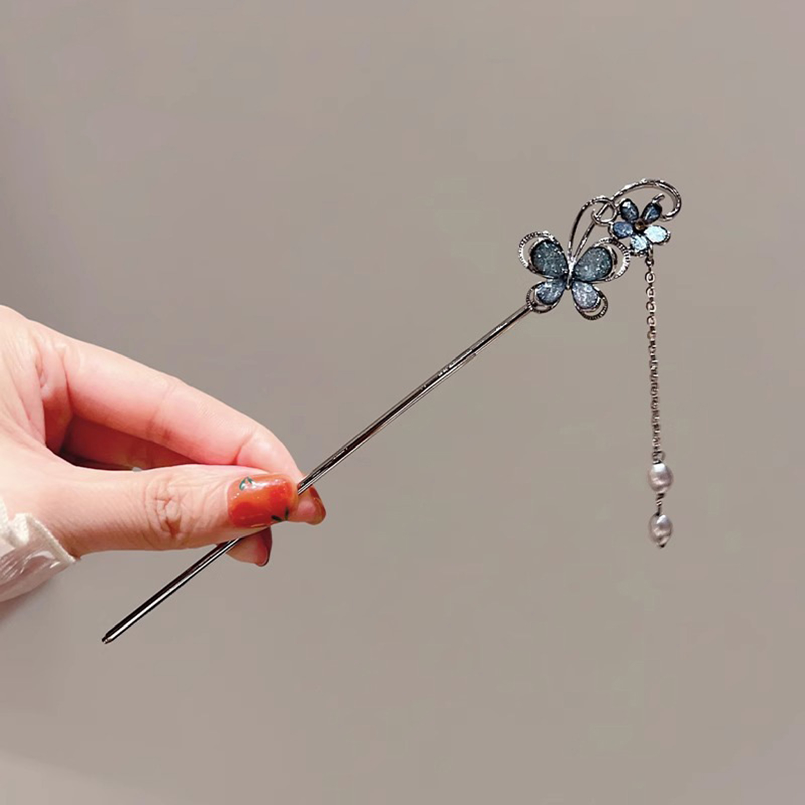 Hanbok Hair Pin - Jepit Rambut Rumbai Kupu-kupu, Tusuk Rambut,