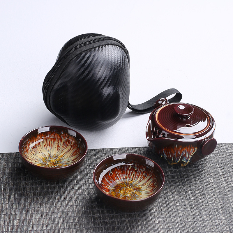 Korean Tea Set - Teko Keramik Portabel Gaiwan dengan 2