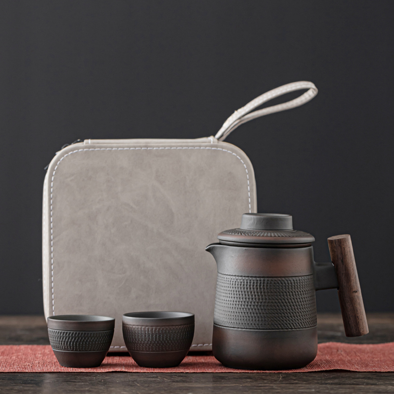 Korean Tea Set - Set RetroTea Tembikar Ungu High-End Poci
