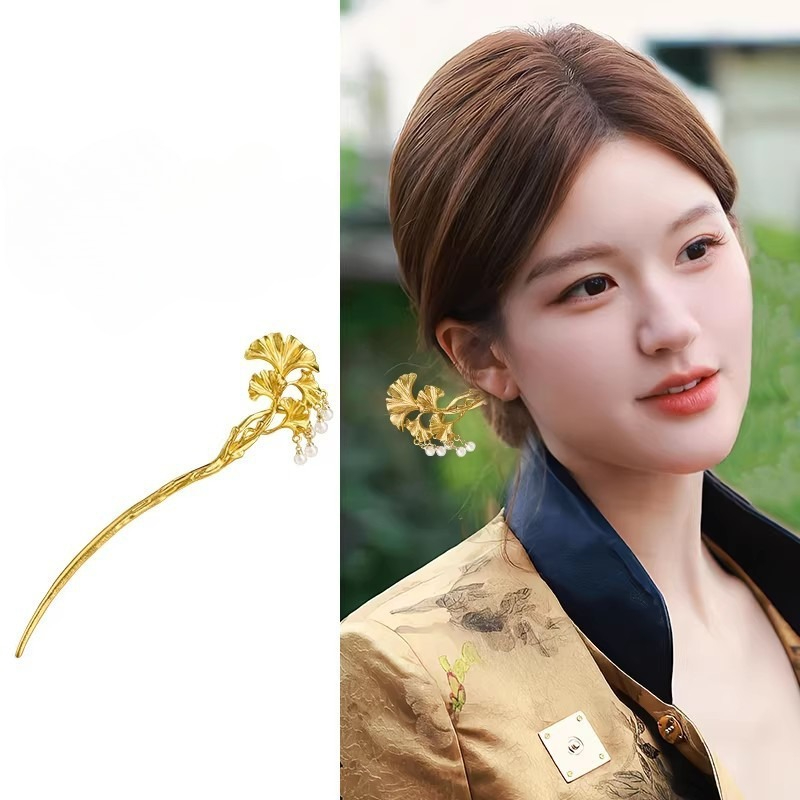 Hanbok Hair Pin - 1 Buah Stik Rambut Daun Ginkgo