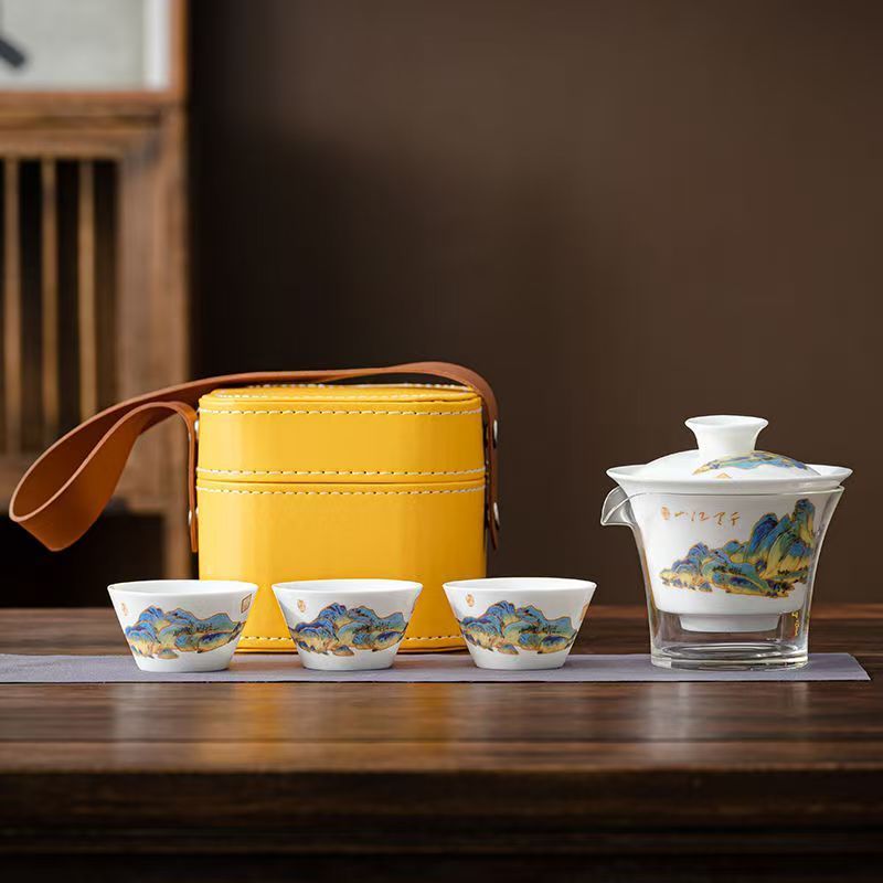 Korean Tea Set - Set Teh Porselen Putih Travel Jade,