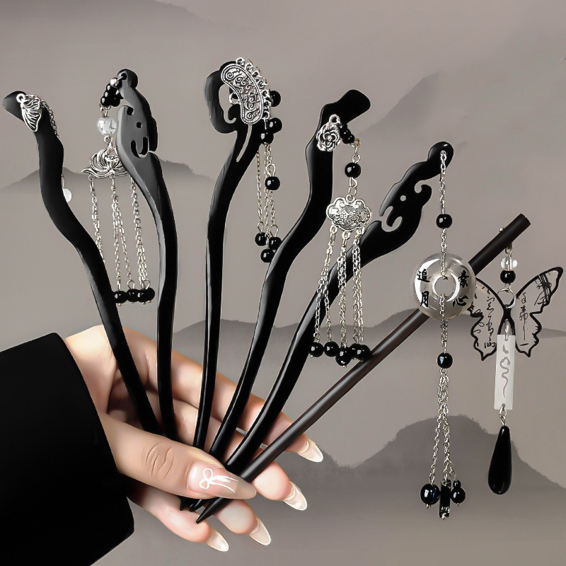 Hanbok Hair Pin - 1 Buah Jepit Rambut Kayu Lukisan