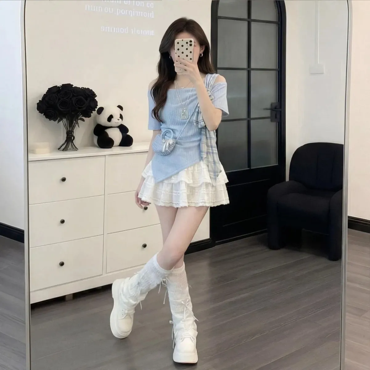 Set Dua Potong Gaun Mini Putih - Korean Lifestyle ulasan dan harga