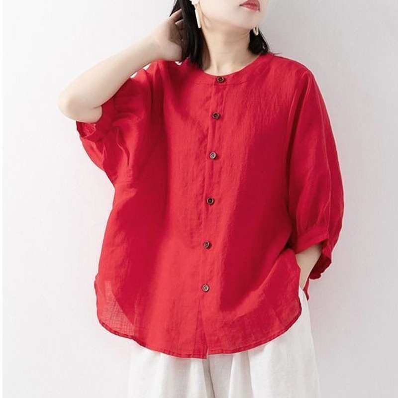 Kemeja katun dan linen wanita  - Korean Lifestyle ulasan dan harga