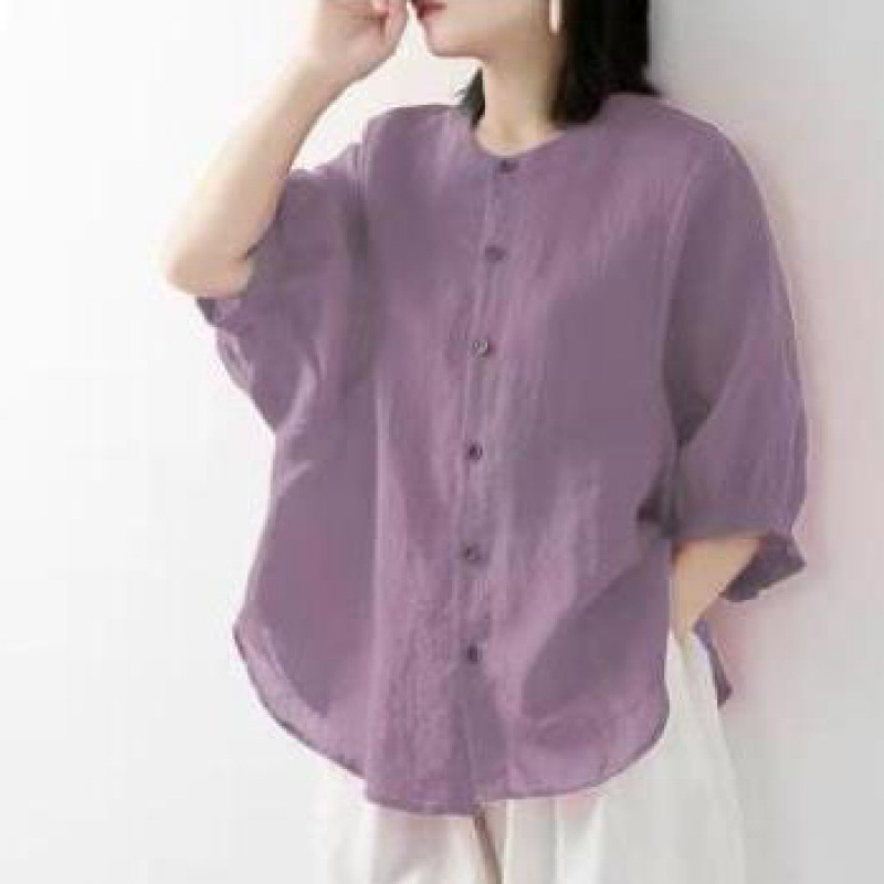 Kemeja katun dan linen wanita  - Korean Lifestyle ulasan dan harga
