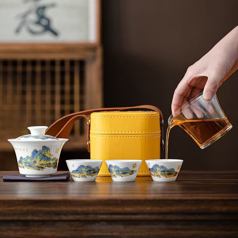 Set Teh Porselen Putih Travel  - Korean Tea Set ulasan dan harga